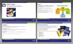 Four slides from a presentation about the START Program, focusing on managing residual risk. Contains charts, educational materials, and program details.