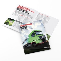 Brochure with a green truck on the cover, labeled 